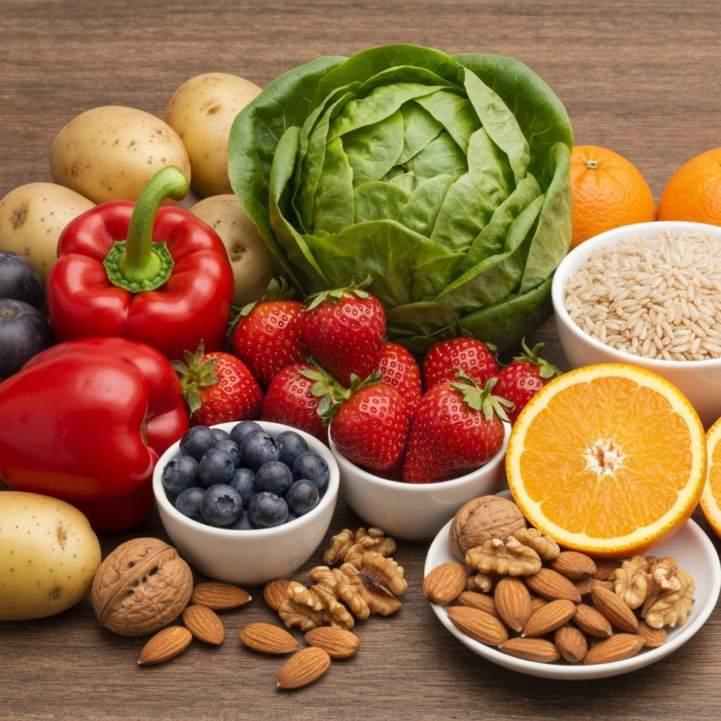 Healthy fresh foods rich in nutrients and minerals